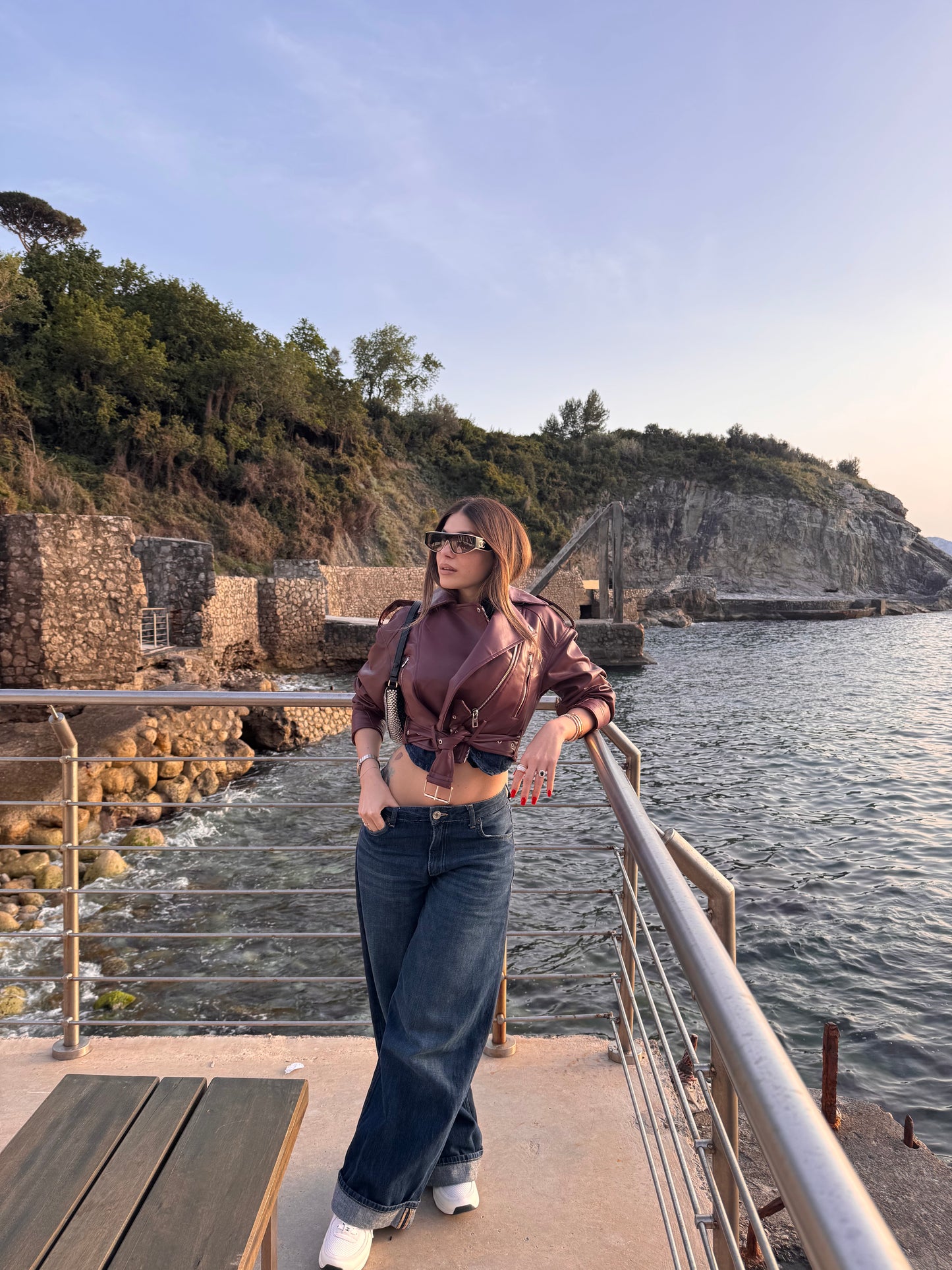 Giacca ecopelle bordó