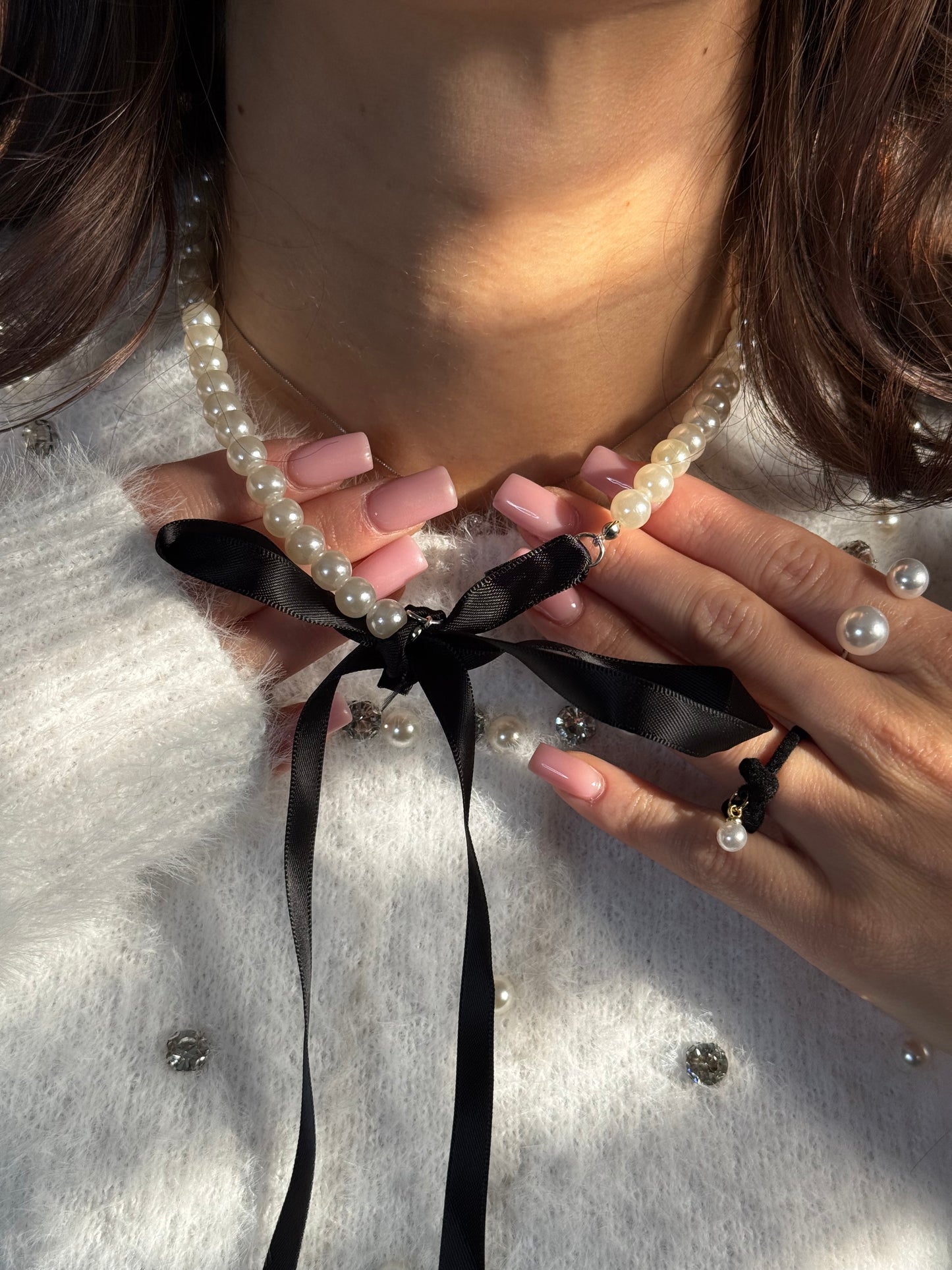 Collana perle e nastro