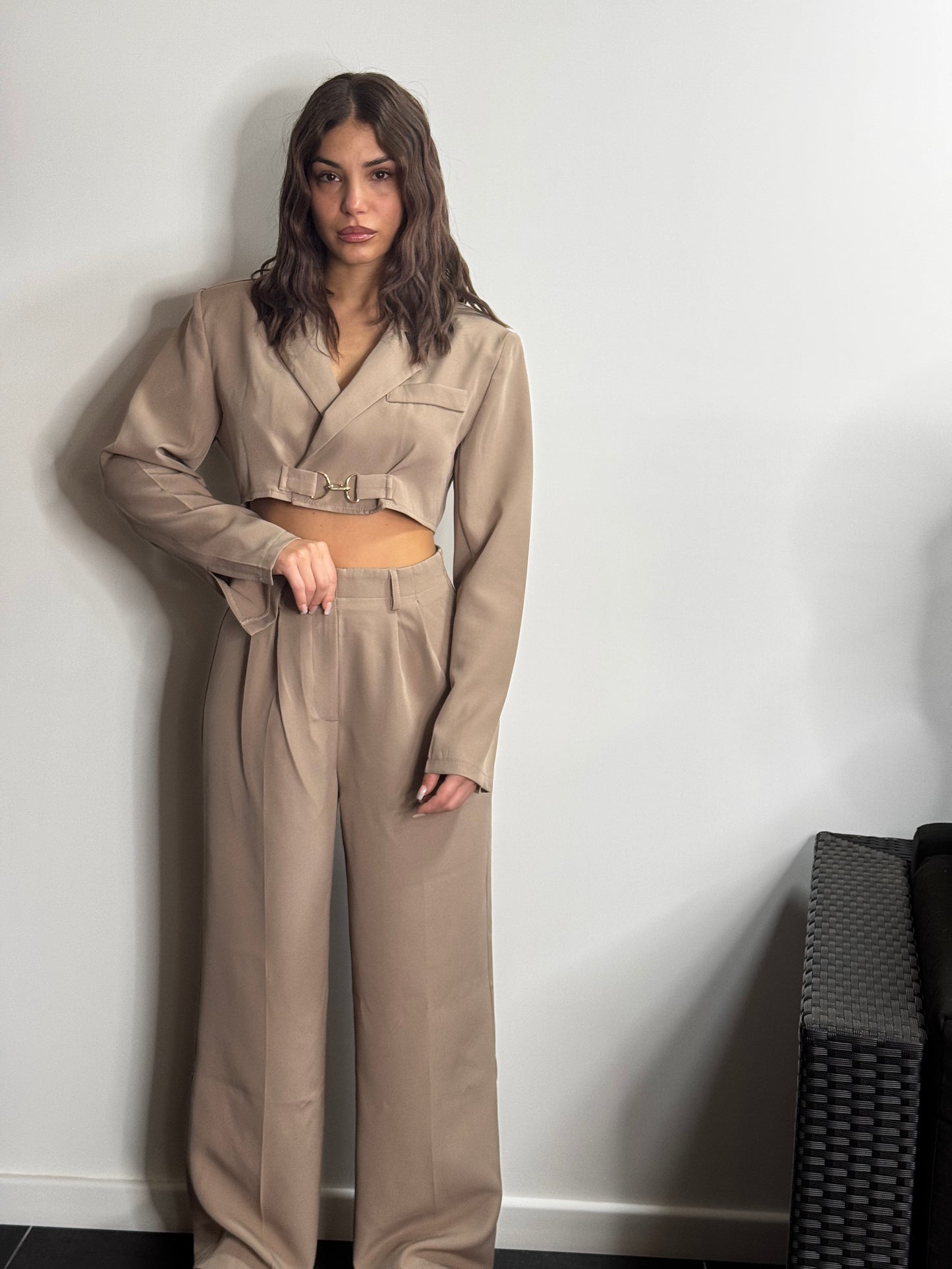 Set con giacca spalline crop